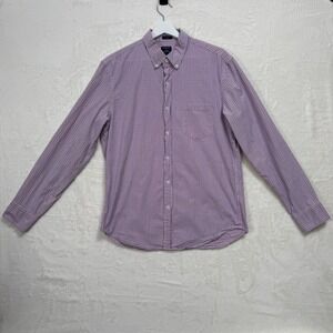 J.Crew Button Down Mens Large Pink Flex Washed Slim Fit Checkered Long Sleeve